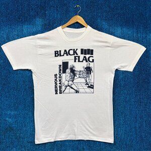 Black Flag “Nervous Breakdown” Punk Rock Band Graphic T-Shirt Size Large
